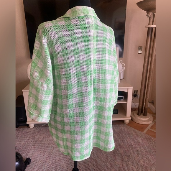 Urban Outfitter OUT FROM DOWN UNDER Green White Checkered Button Front Shirt XS - Picture 6 of 12